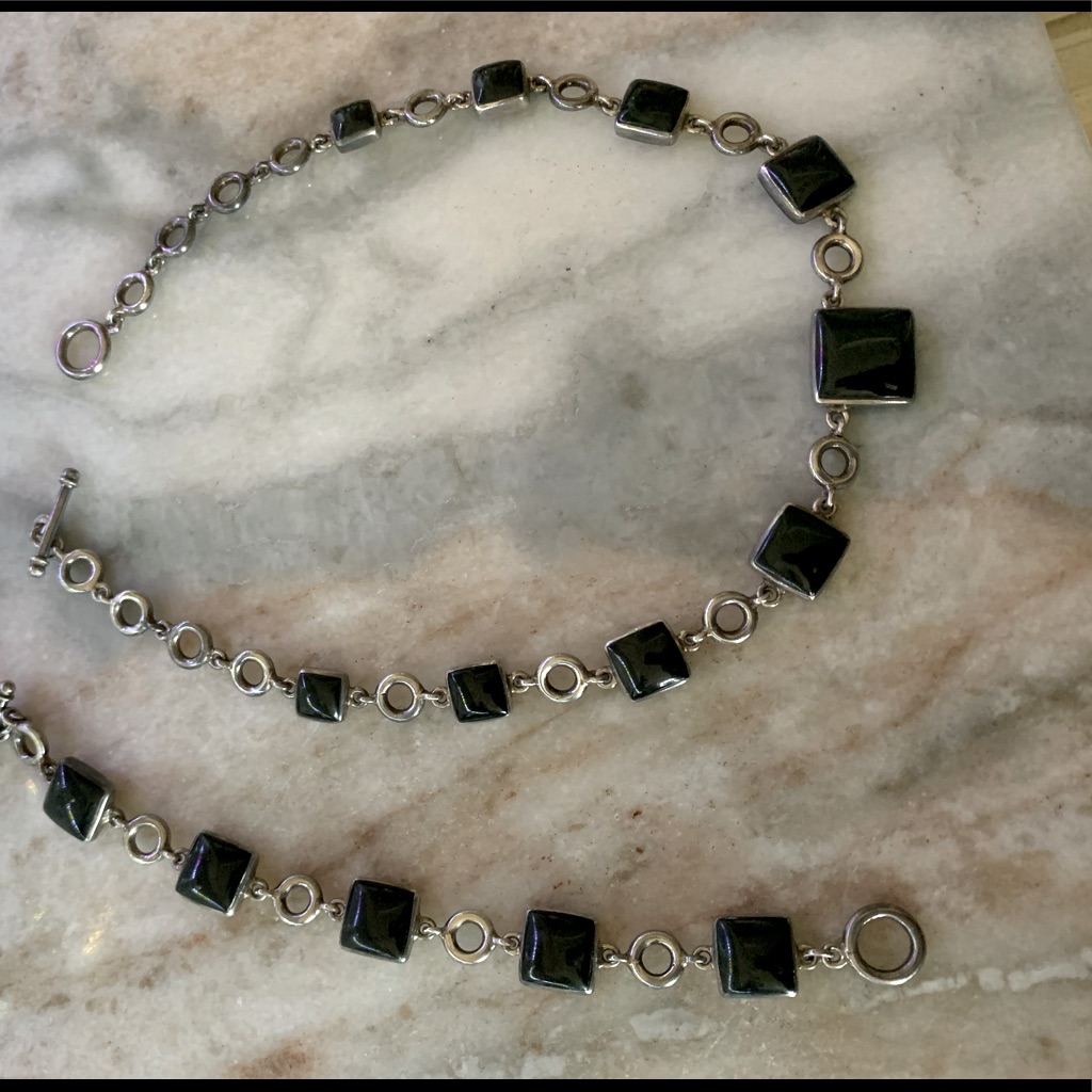 Sterling Silver Black Onyx Necklace/Bracelet